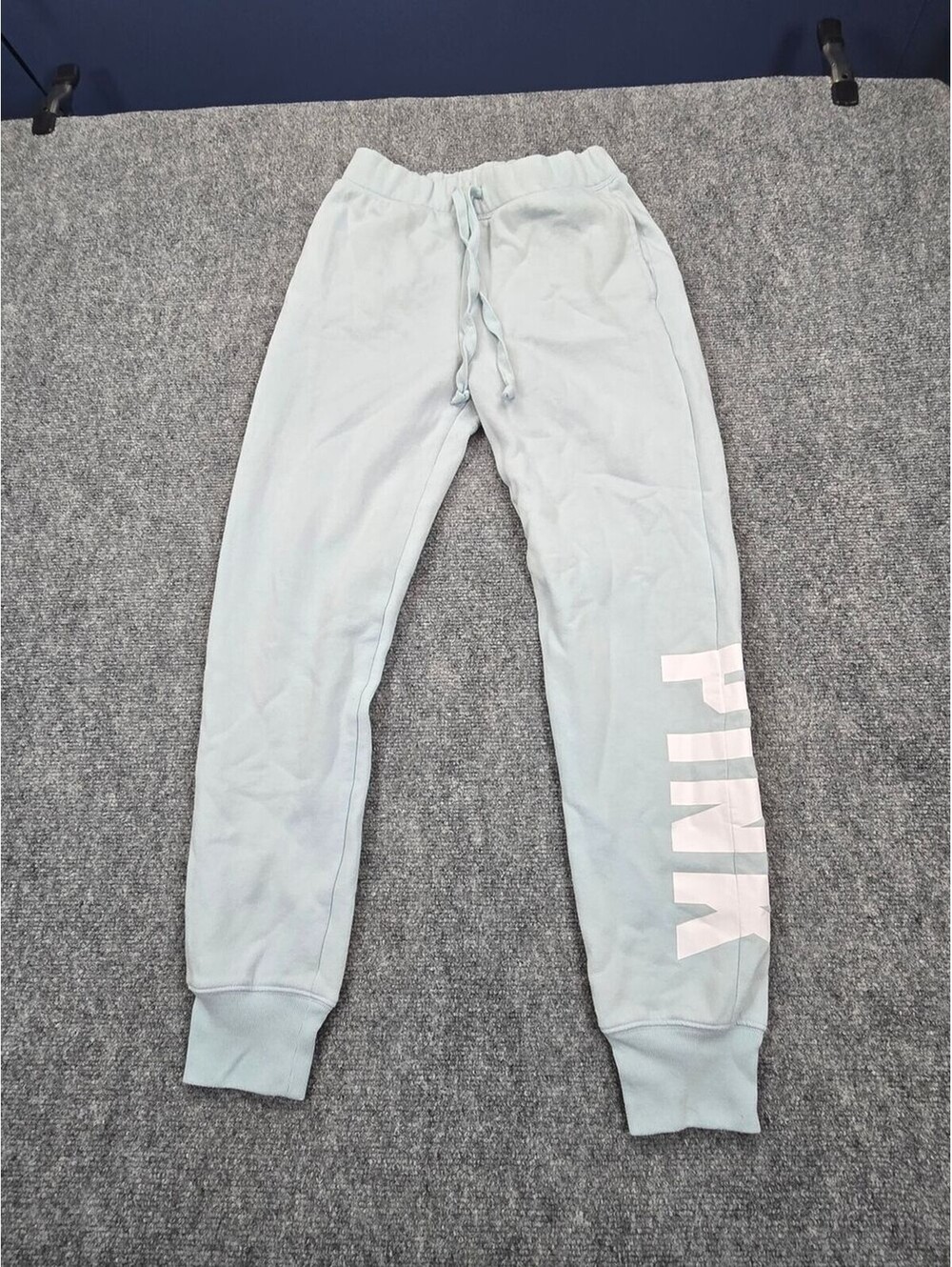 PINK Victoria's Secret Jogger Sweatpants Womens XS Blue Logo Fleece Y2K Lounge